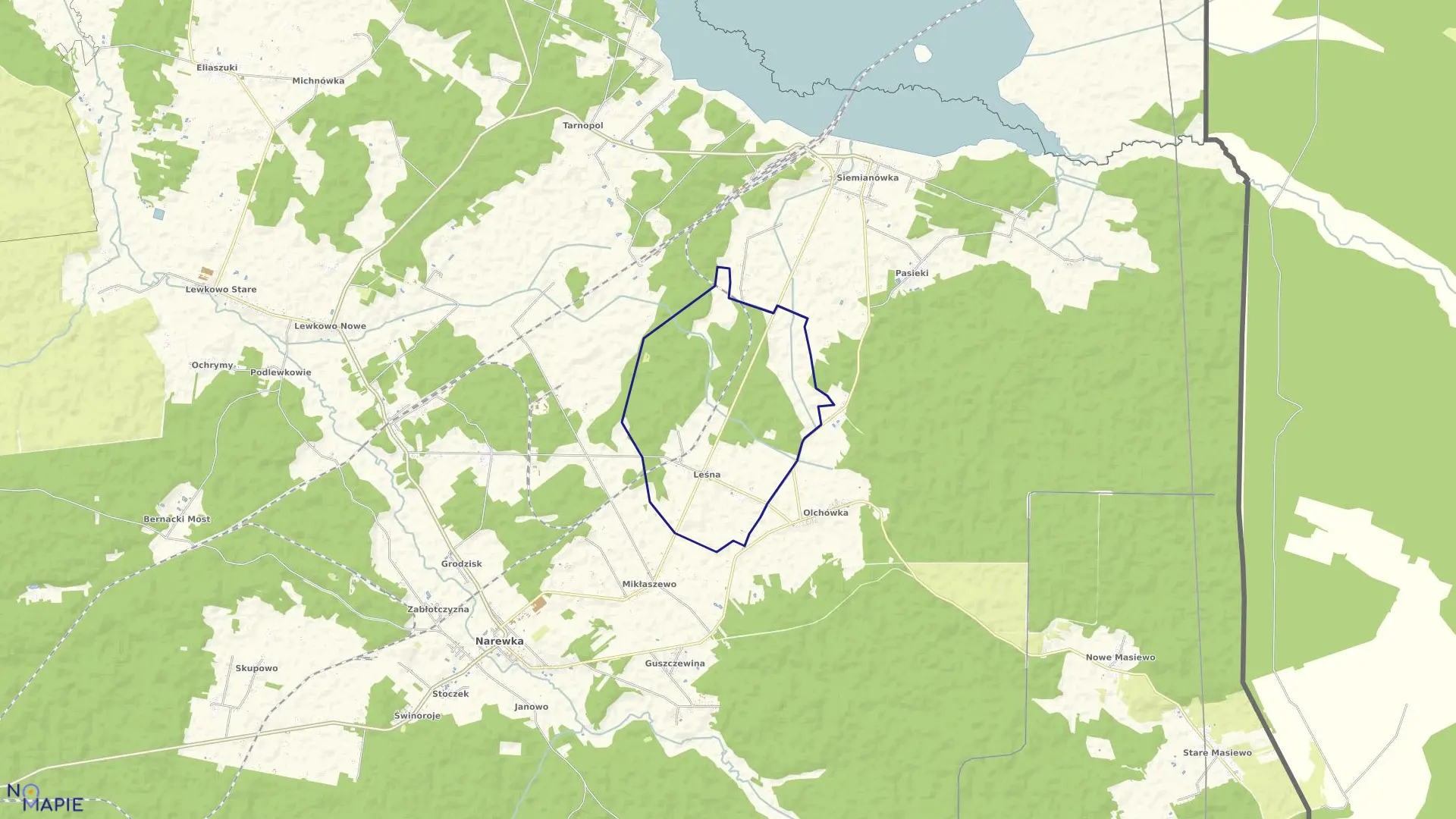 Mapa obrębu LEŚNA w gminie Narewka