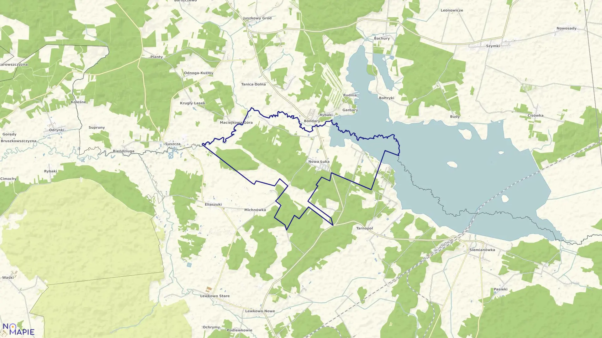 Mapa obrębu ŁUKA w gminie Narewka