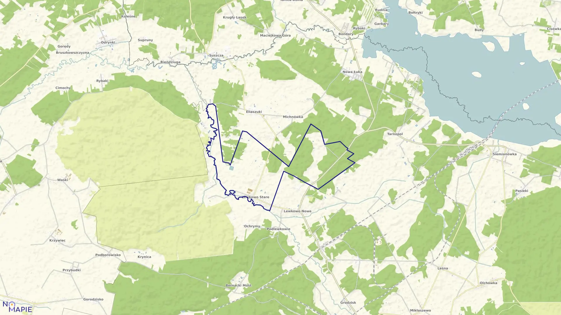 Mapa obrębu STARE LEWKOWO w gminie Narewka