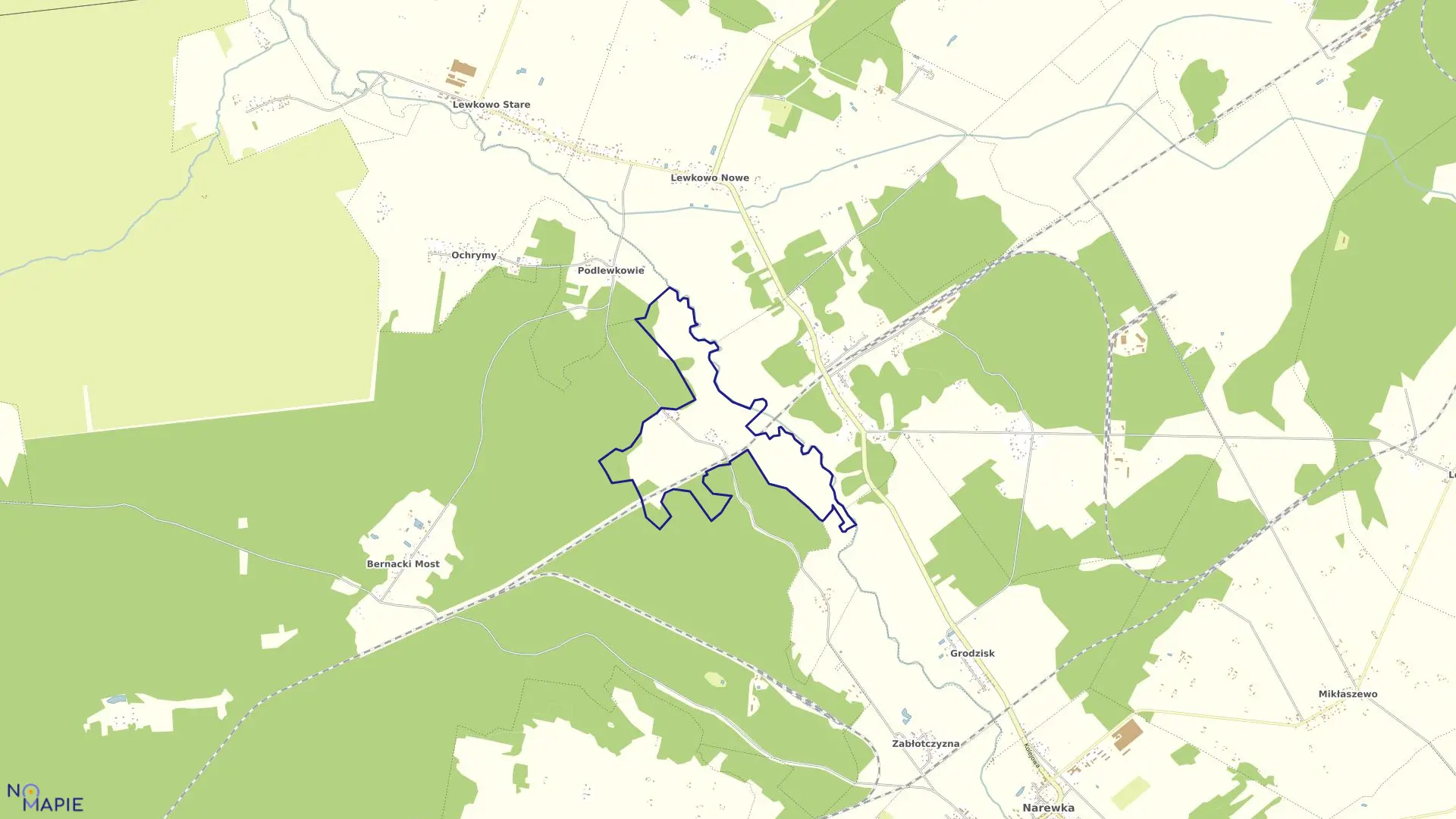 Mapa obrębu SUSZCZY BOREK w gminie Narewka